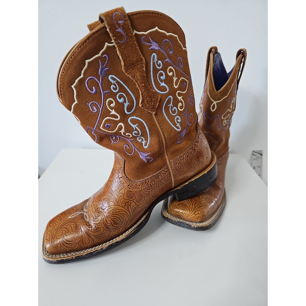 Ariat Fatbaby Women 9B Boots Dapper Embroidered Western 10005878 Tan/multi